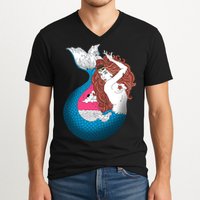 Mythical Abstract Mermaid V-Neck T-Shirt