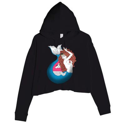 Mythical Abstract Mermaid Crop Fleece Hoodie