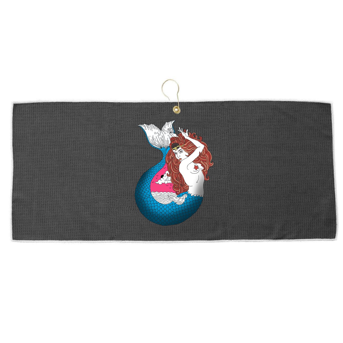Mythical Abstract Mermaid Large Microfiber Waffle Golf Towel