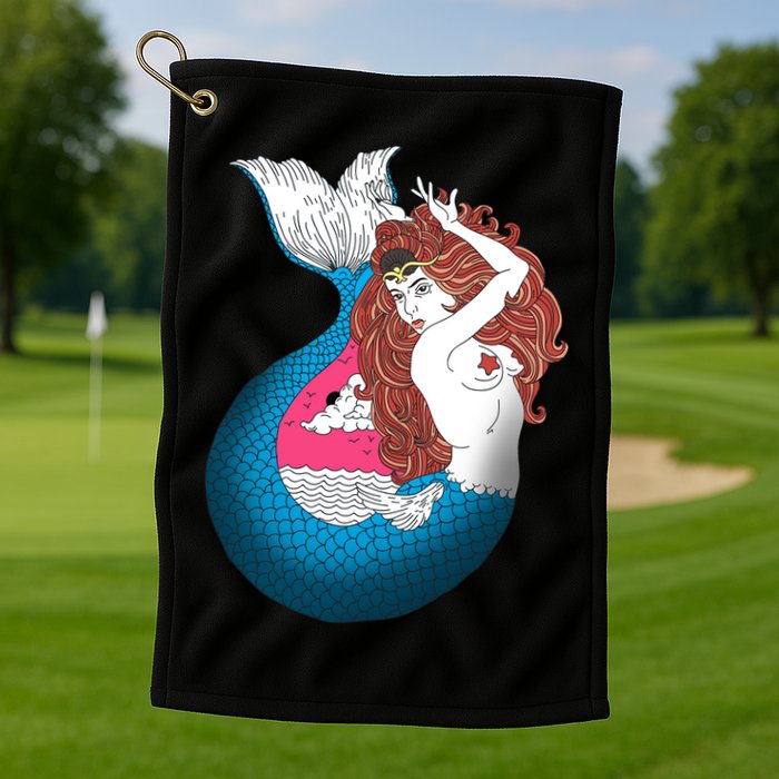 Mythical Abstract Mermaid Golf Towel