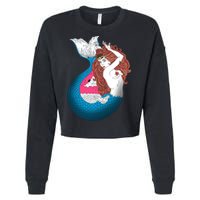 Mythical Abstract Mermaid Cropped Pullover Crew