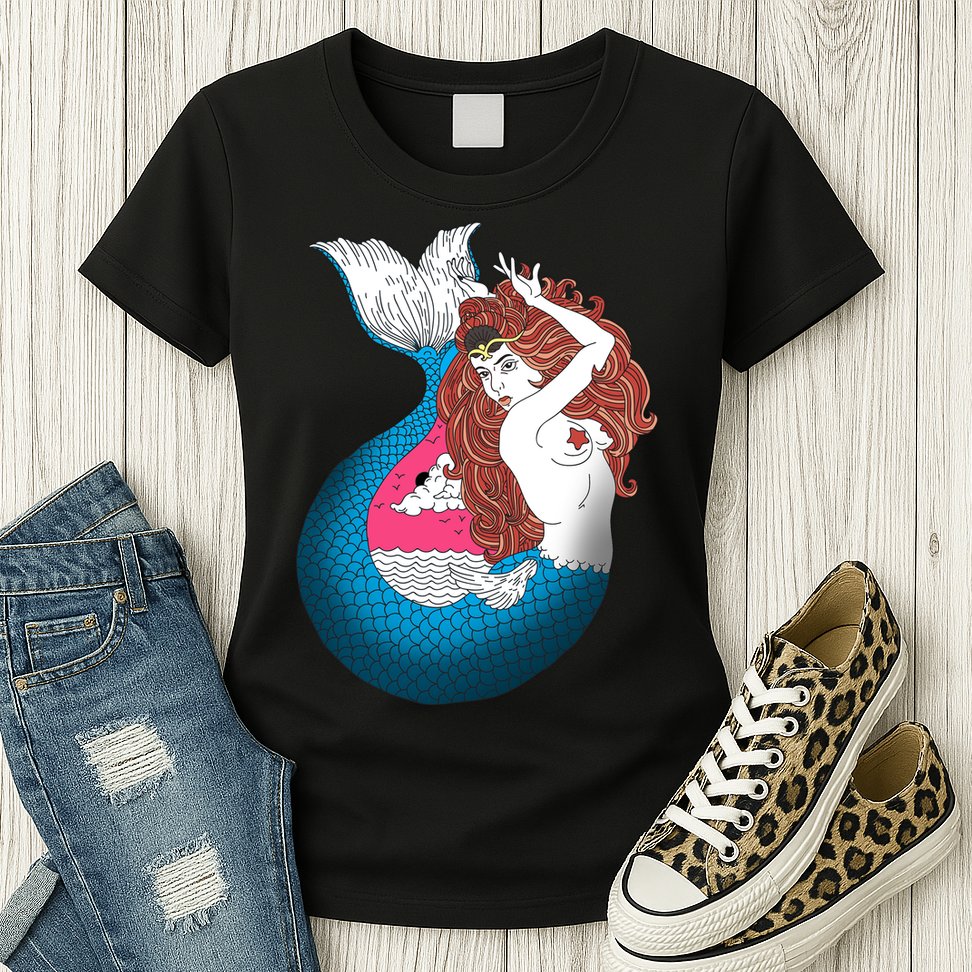 Mythical Abstract Mermaid Womens T-Shirt