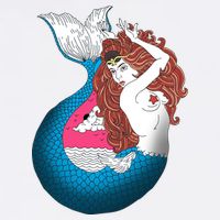 Mythical Abstract Mermaid Garment-Dyed Sweatshirt