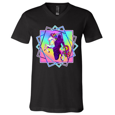 Mythical Reaper Colorful Unicorn V-Neck T-Shirt