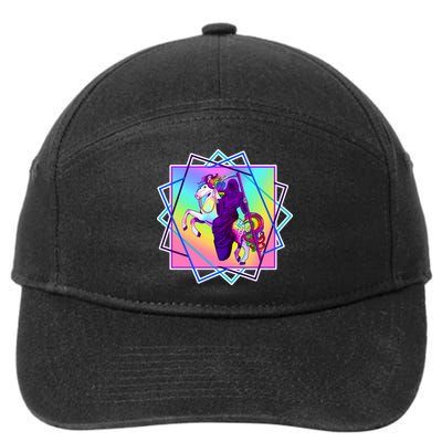 Mythical Reaper Colorful Unicorn 7-Panel Snapback Hat