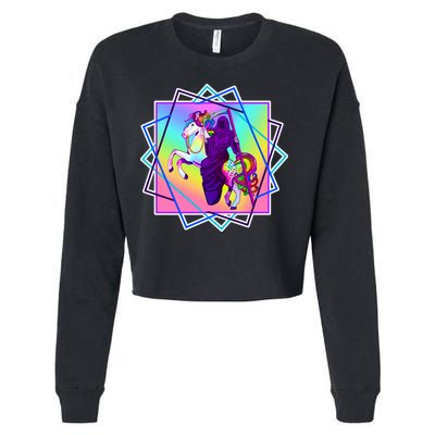 Mythical Reaper Colorful Unicorn Cropped Pullover Crew