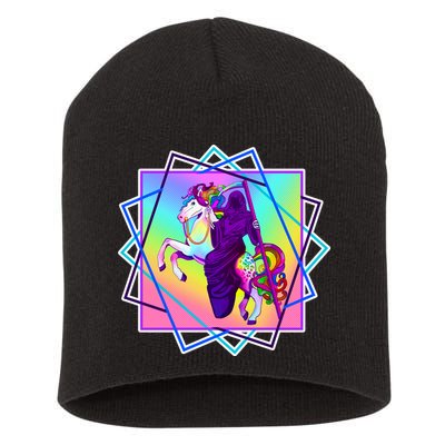 Mythical Reaper Colorful Unicorn Short Acrylic Beanie