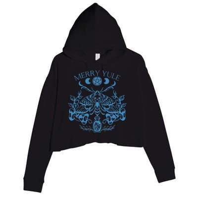 Merry Yule Vintage Butterfly Winter Solstice Goth Holiday Crop Fleece Hoodie