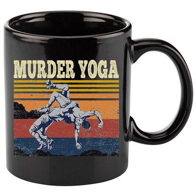 Murder Yoga Wrestling Fight Jui Jitsu Vintage Funny Gift 11oz C Handle Ceramic Mug
