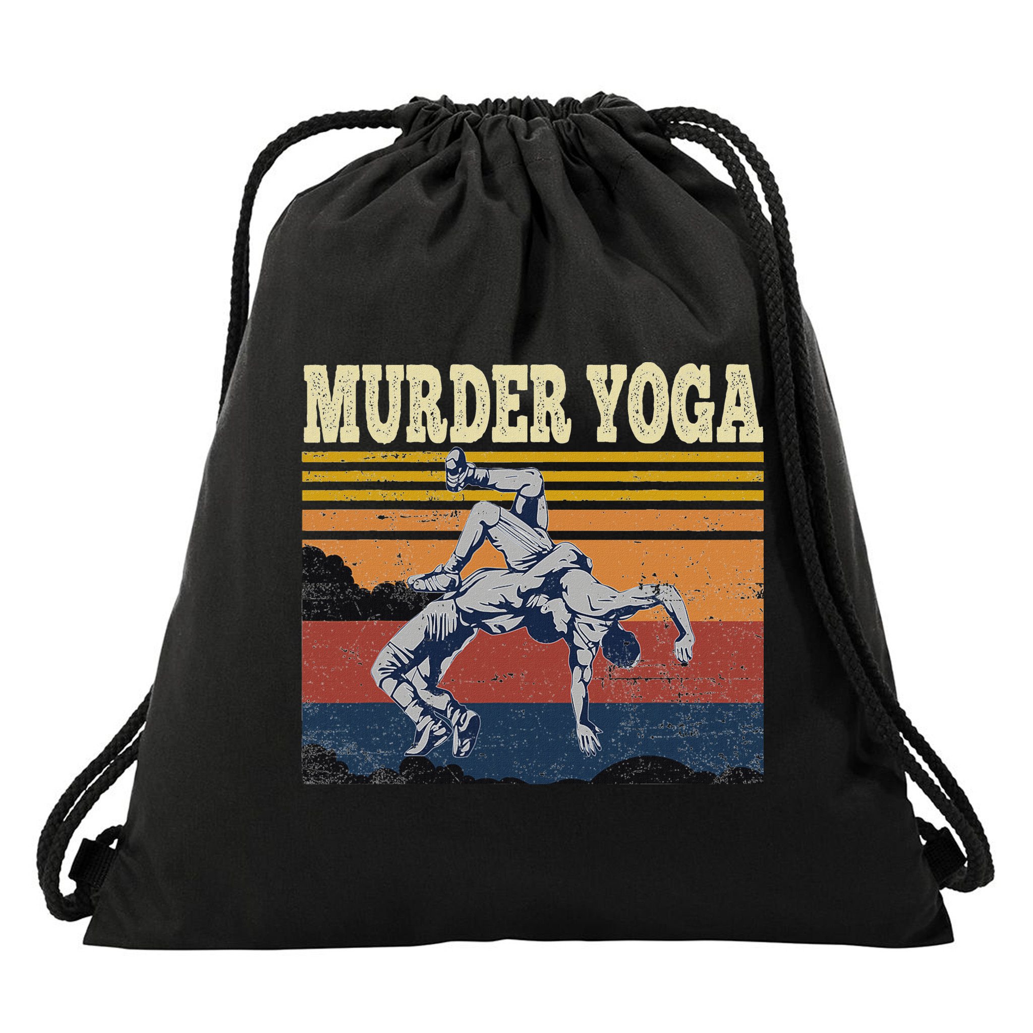 Murder Yoga Wrestling Fight Jui Jitsu Vintage Funny Gift Drawstring Bag
