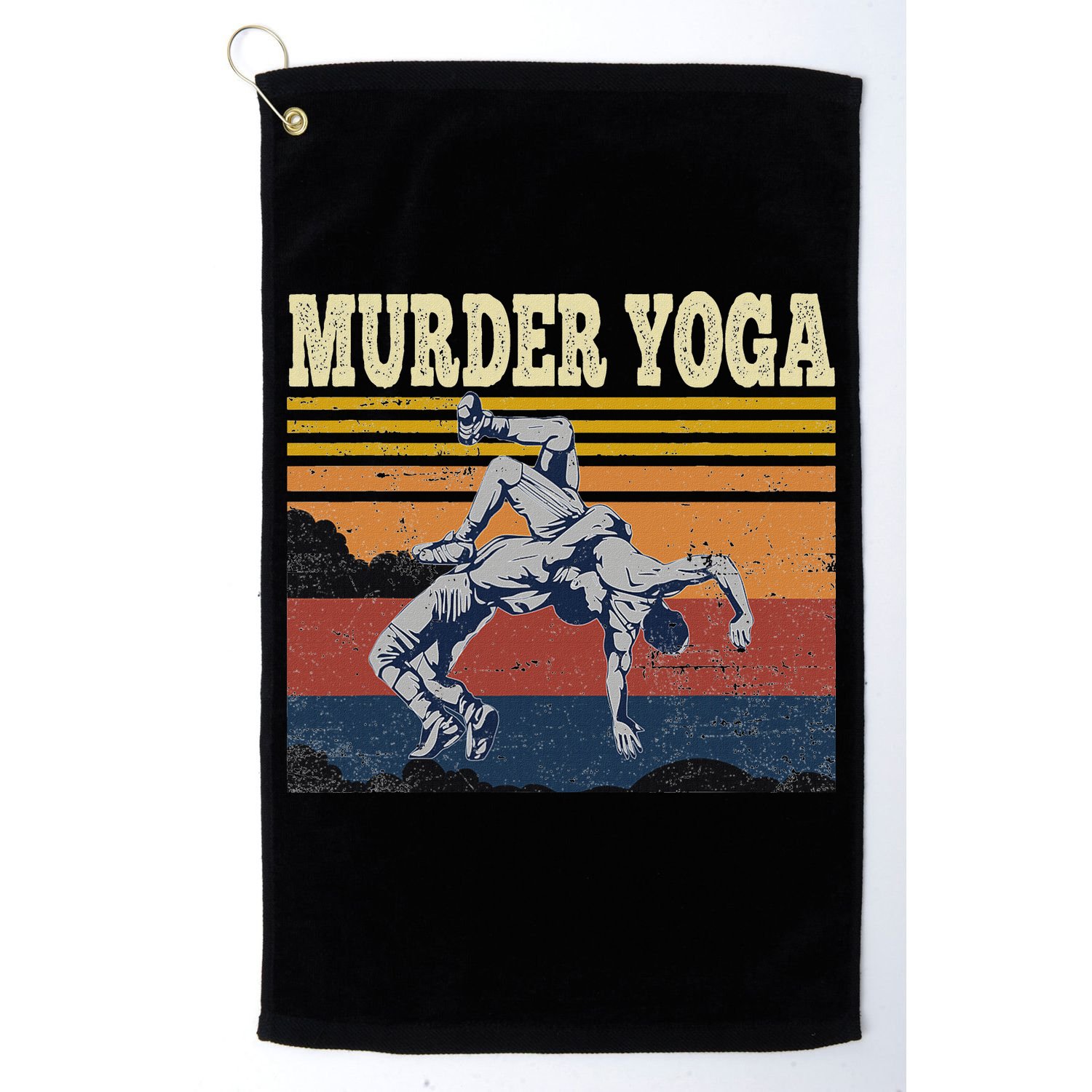 Murder Yoga Wrestling Fight Jui Jitsu Vintage Funny Gift Golf Towel