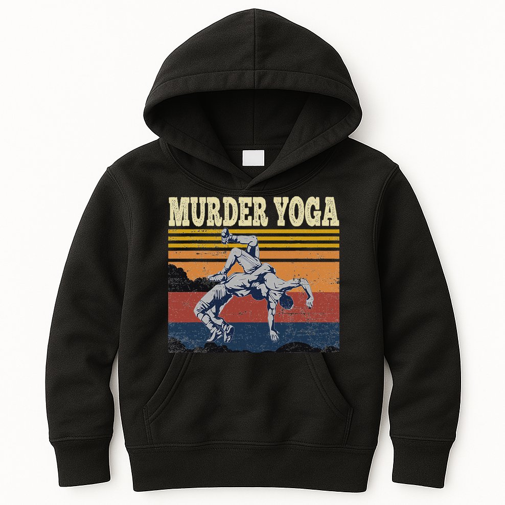 Murder Yoga Wrestling Fight Jui Jitsu Vintage Funny Gift Kids Hoodie