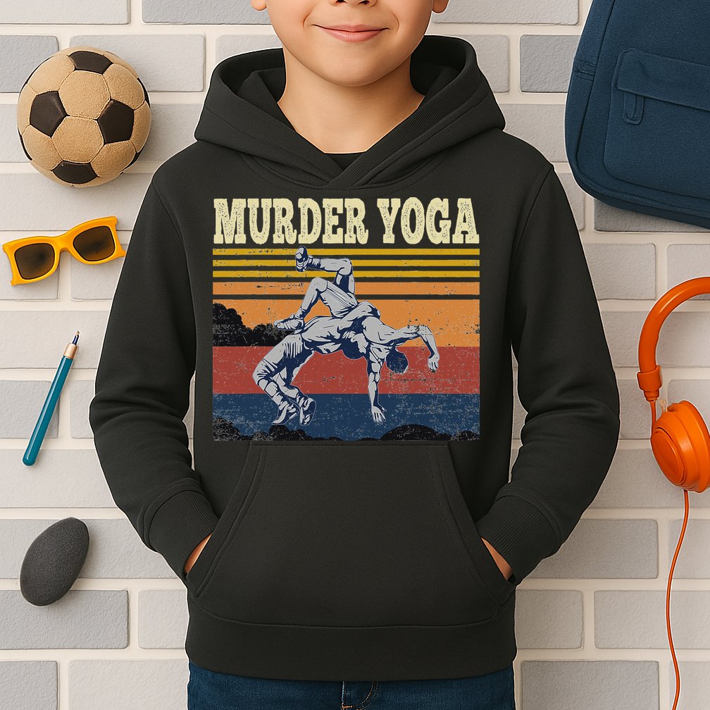 Murder Yoga Wrestling Fight Jui Jitsu Vintage Funny Gift Kids Hoodie