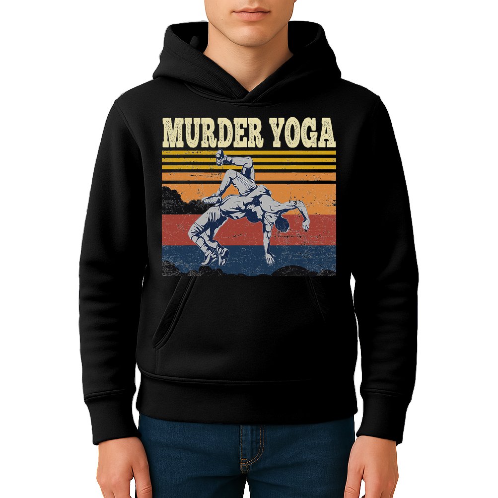 Murder Yoga Wrestling Fight Jui Jitsu Vintage Funny Gift Kids Hoodie