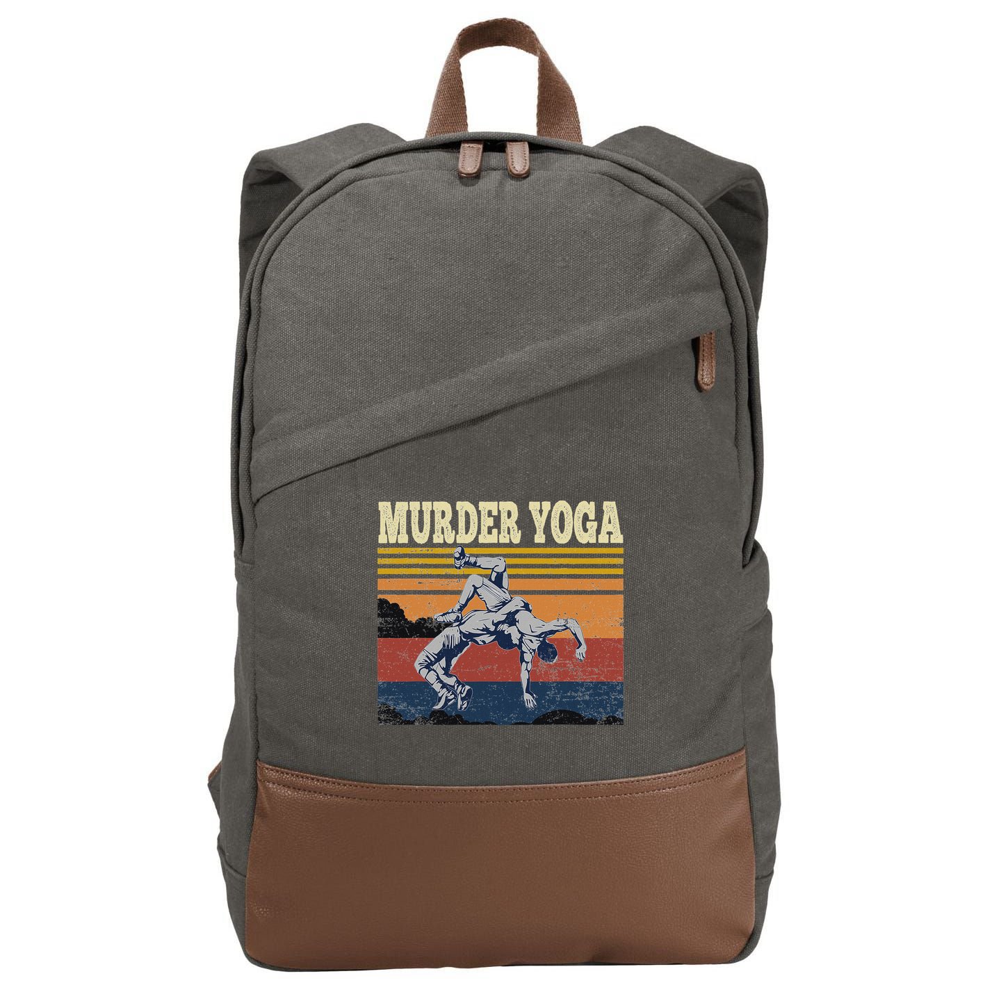 Murder Yoga Wrestling Fight Jui Jitsu Vintage Funny Gift Cotton Canvas Backpack