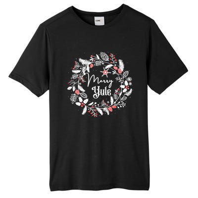 Merry Yule Winter Solstice Vintage Wreath Christmas Vibes Tall Fusion ChromaSoft Performance T-Shirt