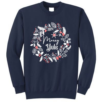 Merry Yule Winter Solstice Vintage Wreath Christmas Vibes Sweatshirt