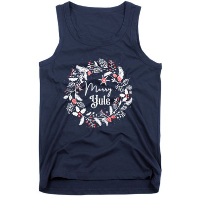 Merry Yule Winter Solstice Vintage Wreath Christmas Vibes Tank Top