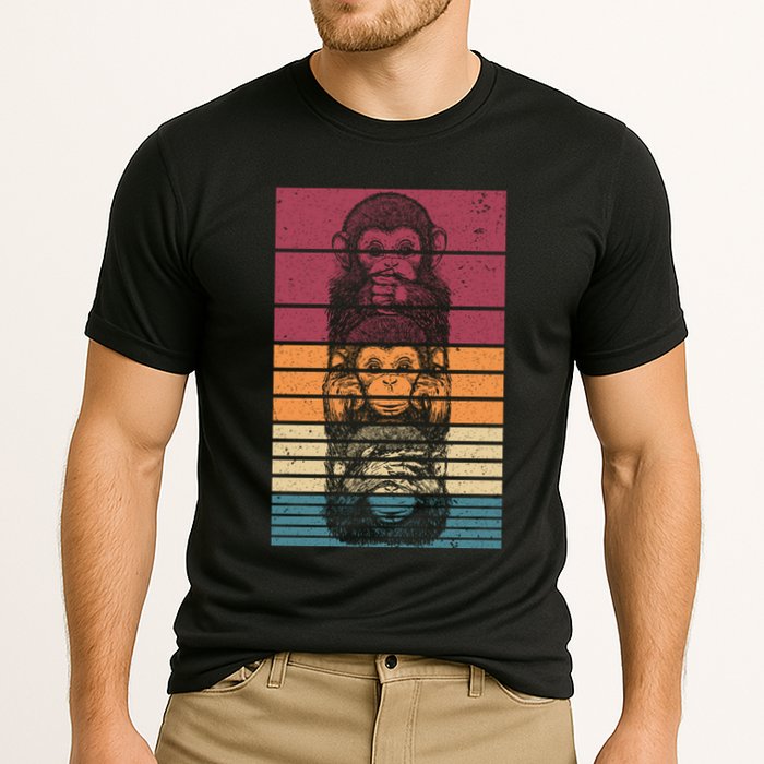 Monkey Zoo Animal Banana Retro Monkey Gift Cooling Performance Crew T-Shirt
