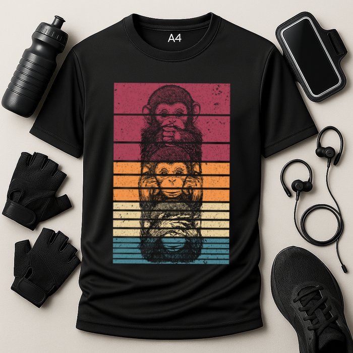 Monkey Zoo Animal Banana Retro Monkey Gift Cooling Performance Crew T-Shirt