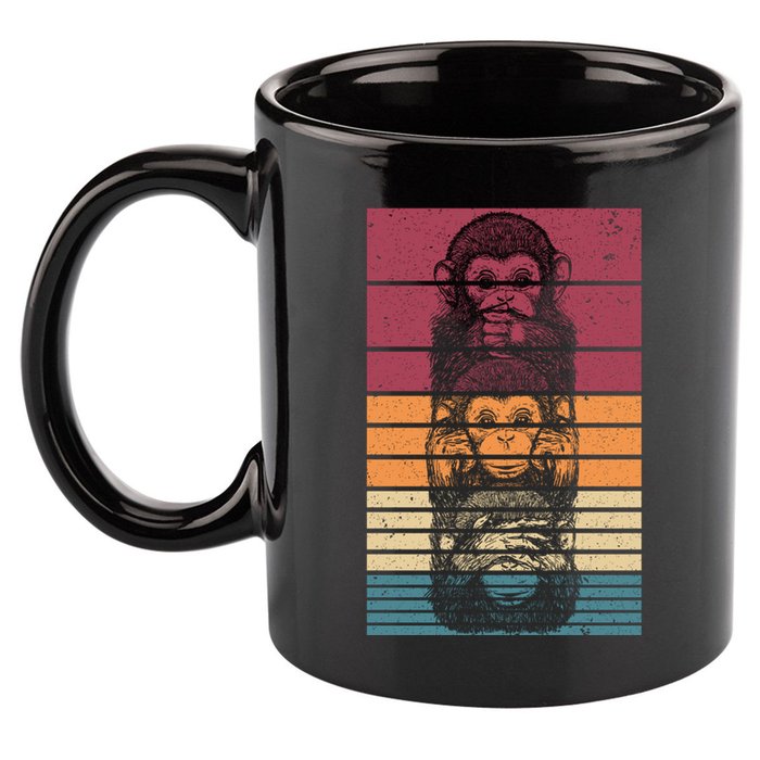 Monkey Zoo Animal Banana Retro Monkey Gift 11oz C Handle Ceramic Mug