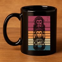 Monkey Zoo Animal Banana Retro Monkey Gift 11oz C Handle Ceramic Mug