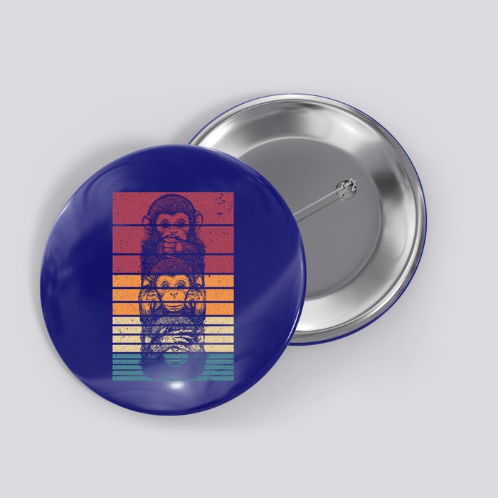 Monkey Zoo Animal Banana Retro Monkey Gift Button