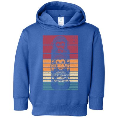 Monkey Zoo Animal Banana Retro Monkey Gift Toddler Hoodie