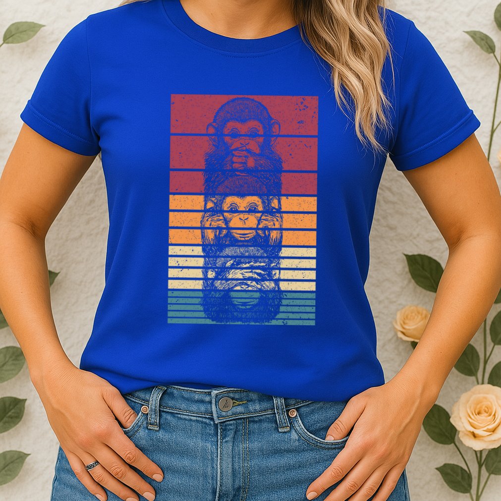 Monkey Zoo Animal Banana Retro Monkey Gift Womens T-Shirt