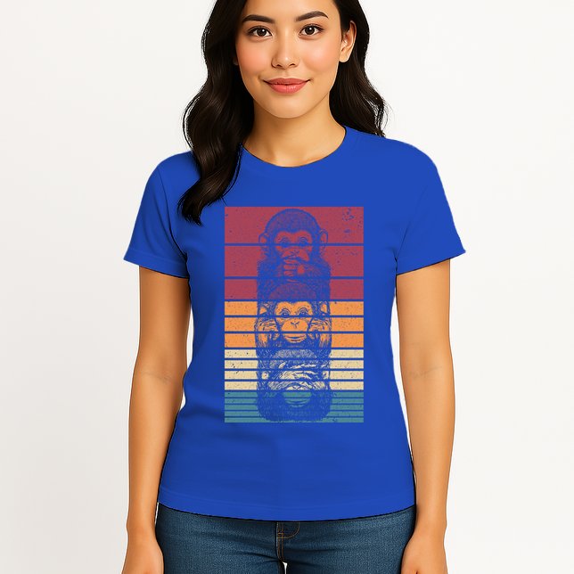 Monkey Zoo Animal Banana Retro Monkey Gift Womens T-Shirt