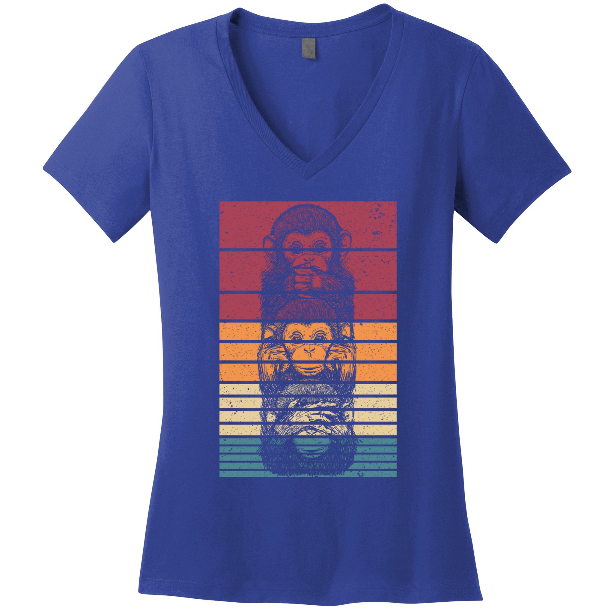 Monkey Zoo Animal Banana Retro Monkey Gift Women's V-Neck T-Shirt