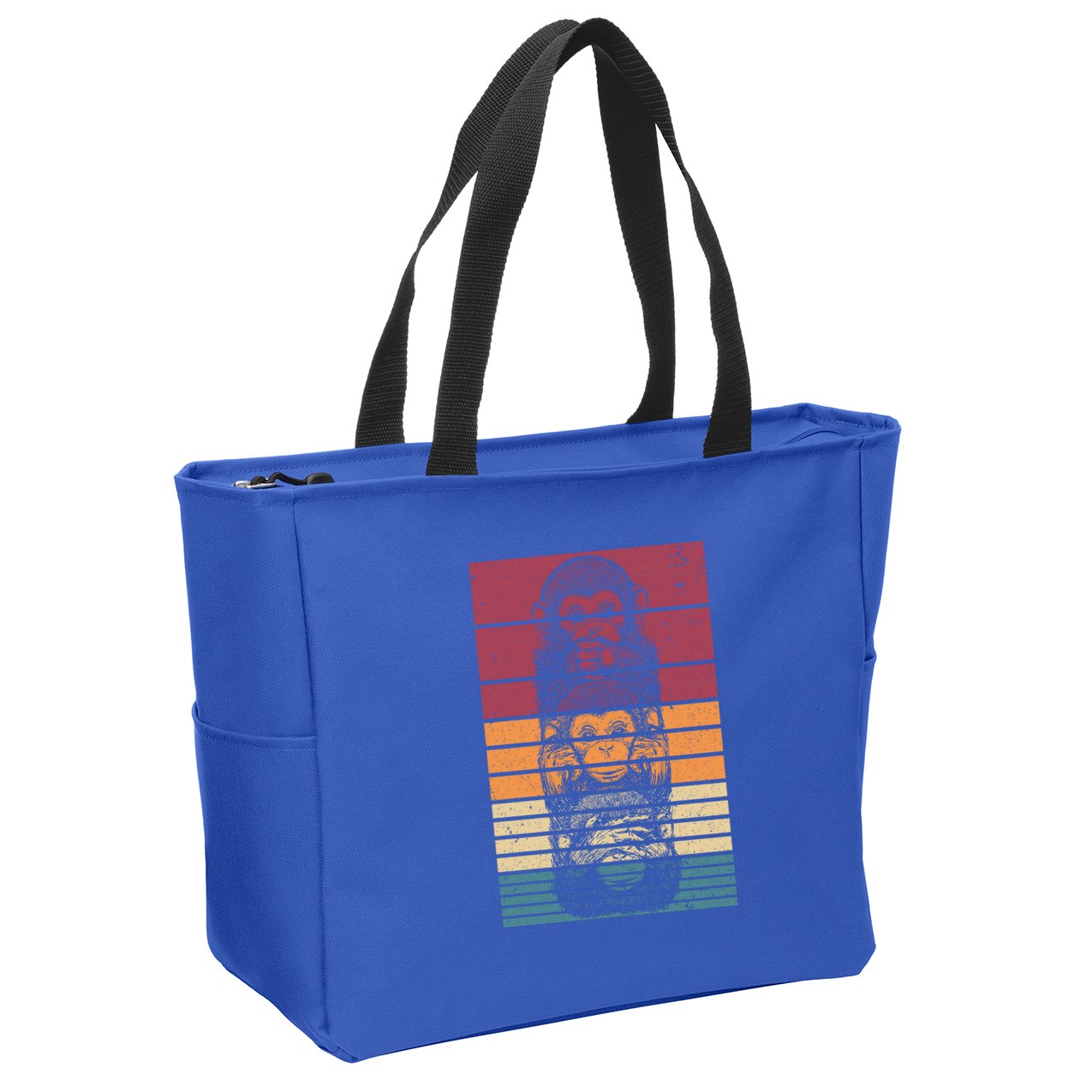 Monkey Zoo Animal Banana Retro Monkey Gift Zip Tote Bag