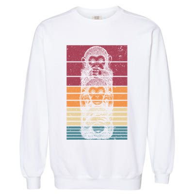 Monkey Zoo Animal Banana Retro Monkey Gift Garment-Dyed Sweatshirt