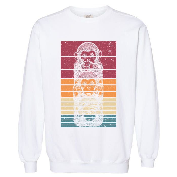 Monkey Zoo Animal Banana Retro Monkey Gift Garment-Dyed Sweatshirt