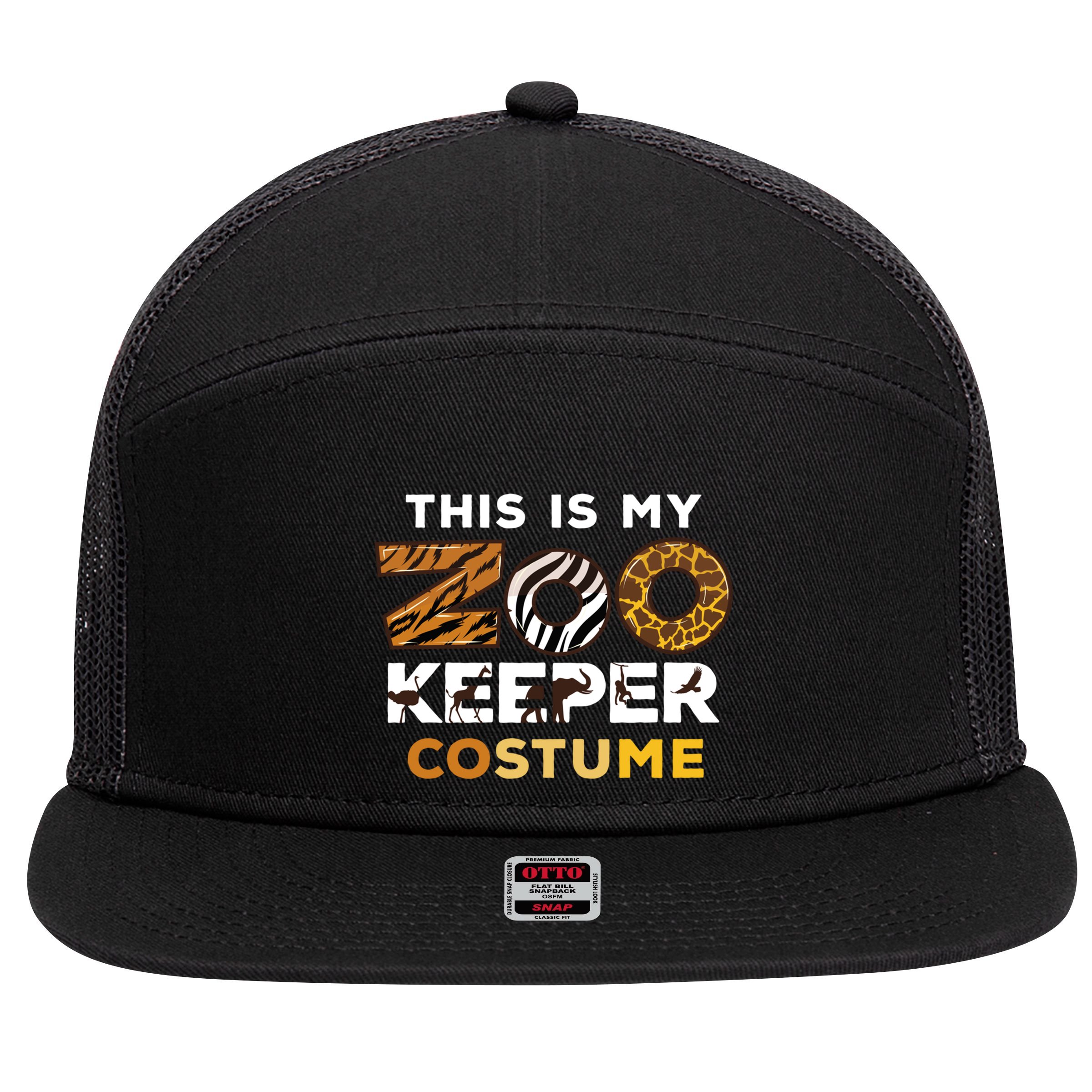 My Zookeeper Costume African Savanna Animal Print Gift 7 Panel Mesh Trucker Snapback Hat