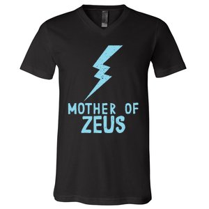 Mom Zeus God Greek Mythology Thunder Bolt Graphic V-Neck T-Shirt