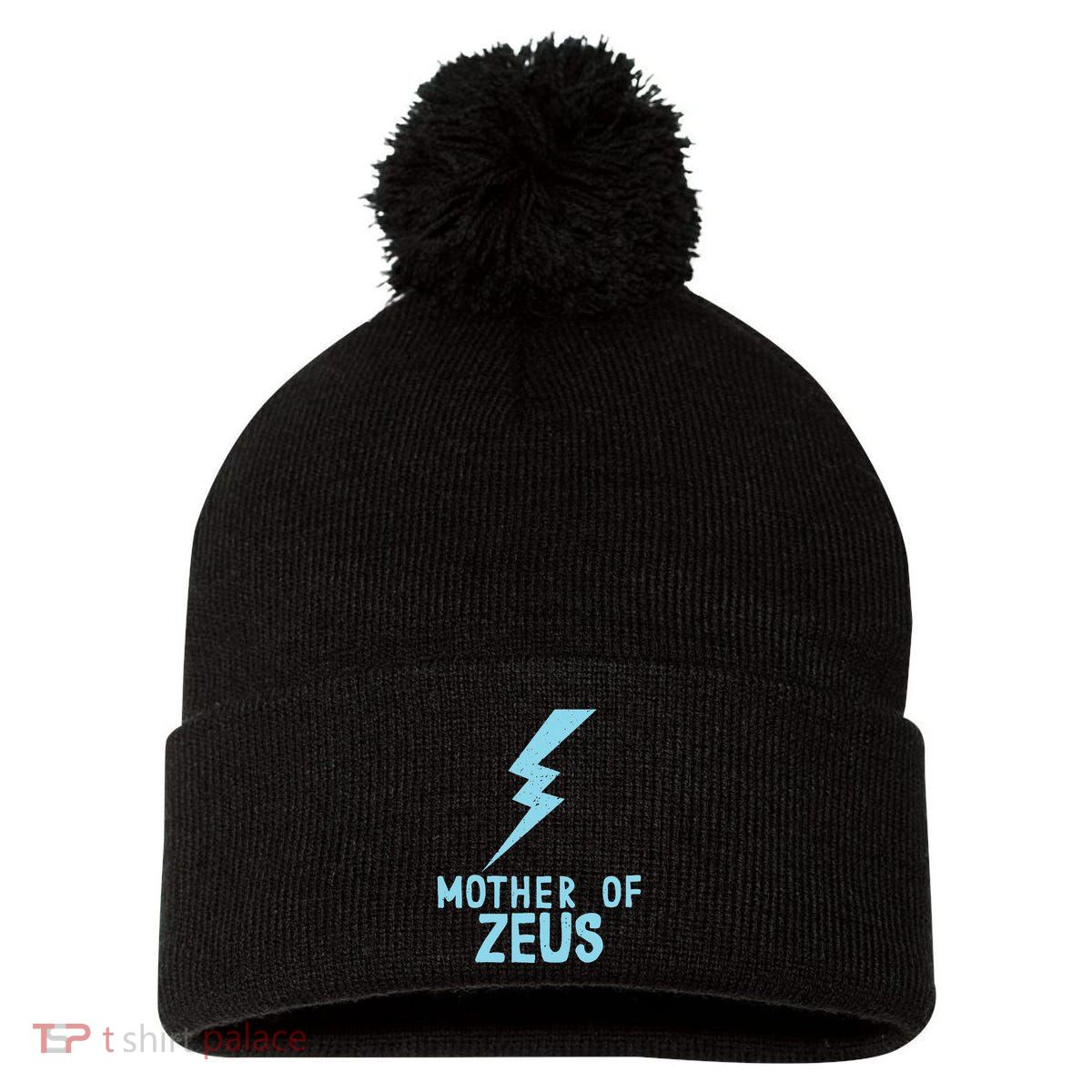 Mom Zeus God Greek Mythology Thunder Bolt Graphic Pom Pom 12in Knit Beanie