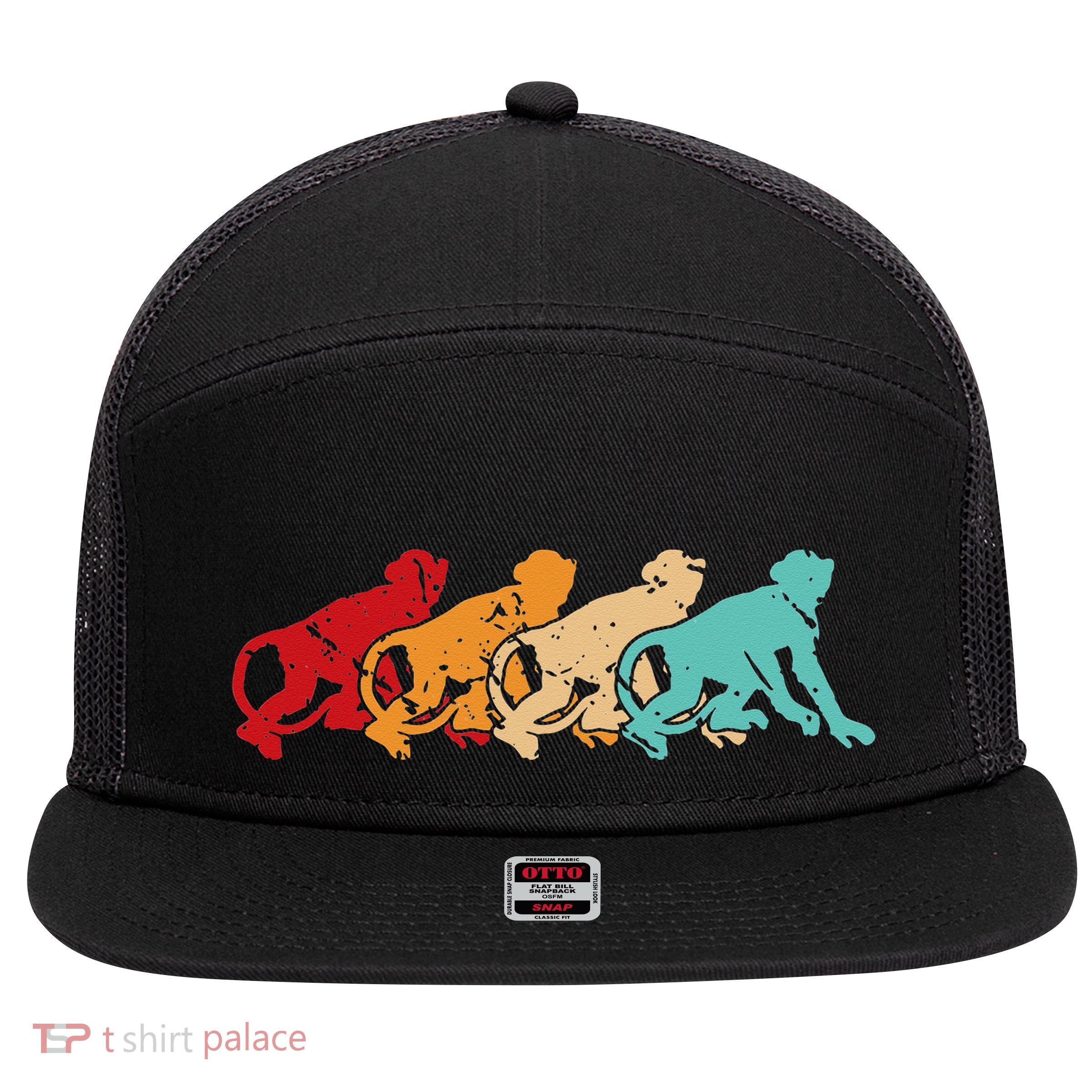 Monkey Zoo Keeper Animal Lover Gift Monkey 7 Panel Mesh Trucker Snapback Hat