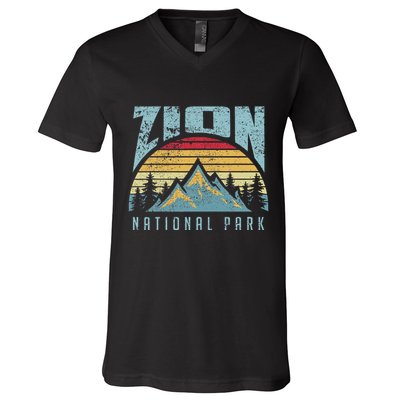 Mt Zion National Park Utah V-Neck T-Shirt