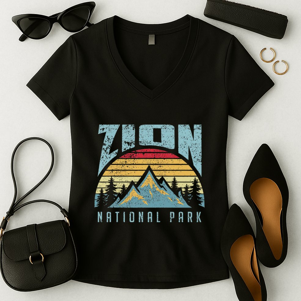 Mt Zion National Park Utah Women's V-Neck T-Shirt