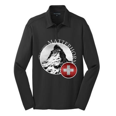 Matterhorn Zermatt Switzerland Alps Silk Touch Performance Long Sleeve Polo