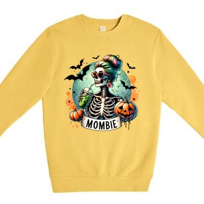 Mombie Zombie Spooky Mama Retro Premium Crewneck Sweatshirt