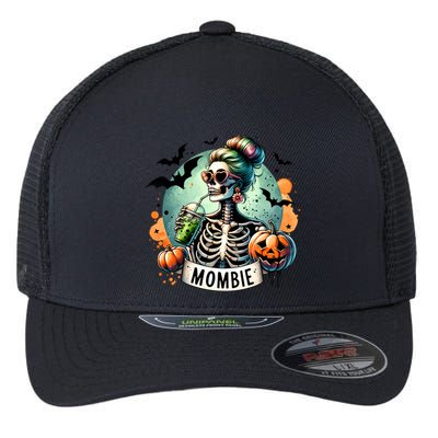 Mombie Zombie Spooky Mama Retro Flexfit Unipanel Trucker Cap