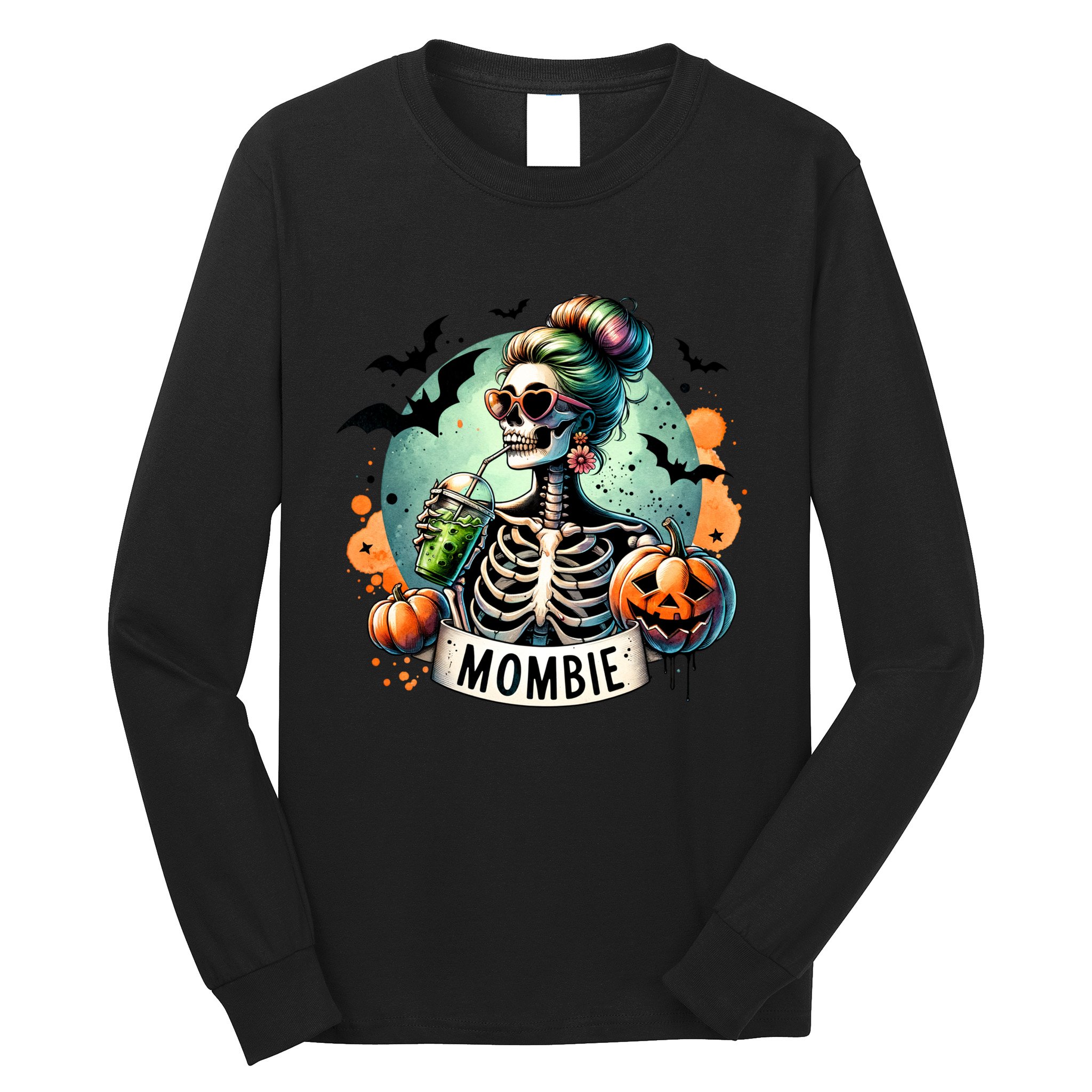 Mombie Zombie Spooky Mama Retro Long Sleeve Shirt