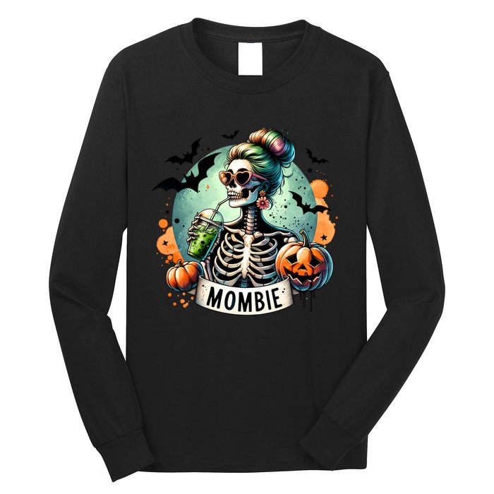 Mombie Zombie Spooky Mama Retro Long Sleeve Shirt