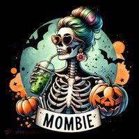 Mombie Zombie Spooky Mama Retro Drawstring Bag