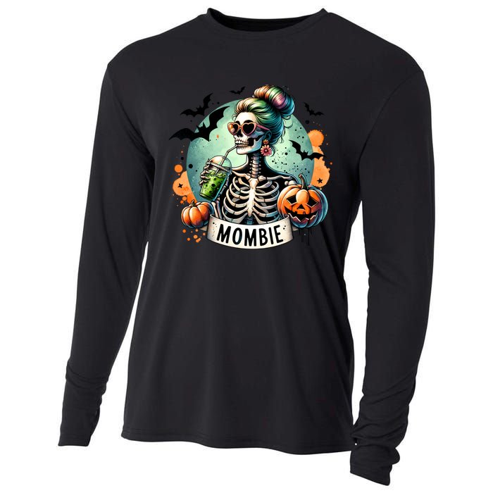 Mombie Zombie Spooky Mama Retro Cooling Performance Long Sleeve Crew