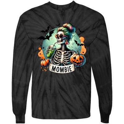 Mombie Zombie Spooky Mama Retro Tie-Dye Long Sleeve Shirt