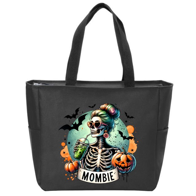 Mombie Zombie Spooky Mama Retro Zip Tote Bag