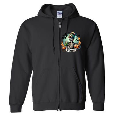 Mombie Zombie Spooky Mama Retro Full Zip Hoodie